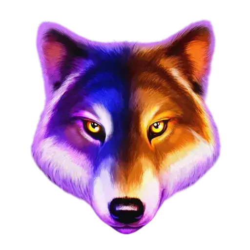 Wolf Treasure pokie logo featuring wilderness wolf and mountain theme