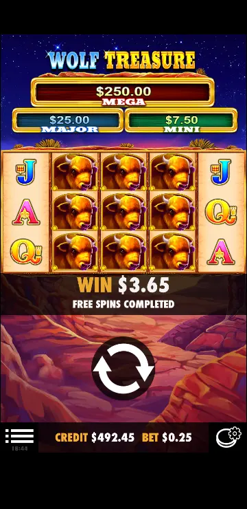 Play Wolf Treasure online on mobile phone in landscape orientation